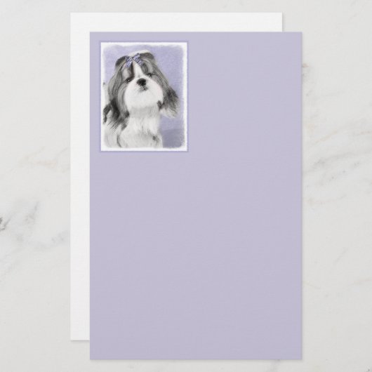 Papeterie Peinture Shih Tzu - Cute Original Chien Art (Devant / Derrière)