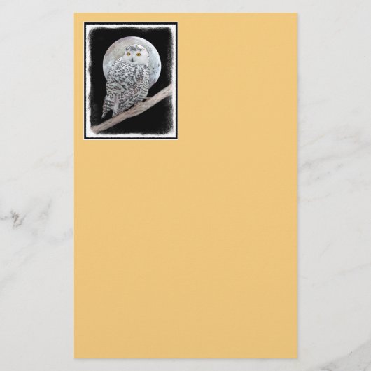 Papeterie Peinture sur la Chouette neigeuse et la Lune - Art (Devant)