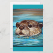 Papeterie Peinture sur la loutre de rivière (Devant / Derrière)