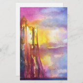 Papeterie PENDRAGON Château médiéval, Coucher de soleil du l (Devant / Derrière)