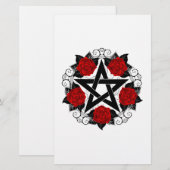 Papeterie Pentagramme aux roses rouges (Devant / Derrière)