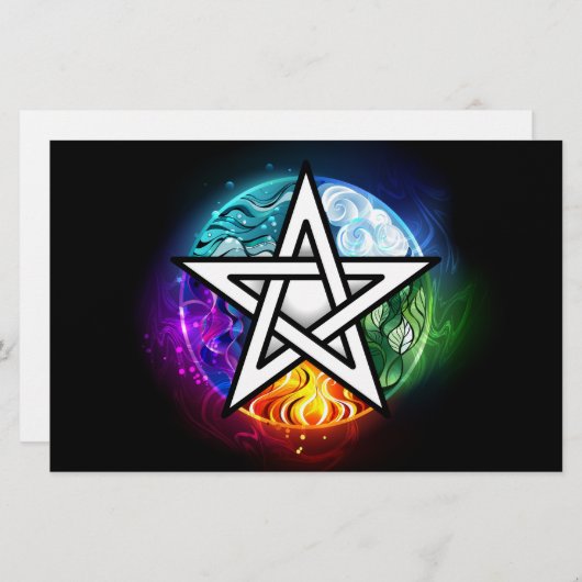 Papeterie pentagramme du Wiccan (Devant / Derrière)