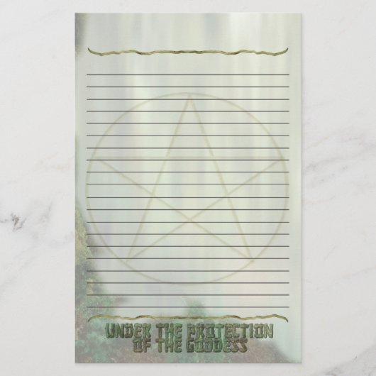 Papeterie Pentagramme, rayé, protection de la déesse (Devant)