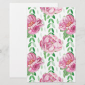 Papeterie Peonies d'aquarelle rose (Devant / Derrière)