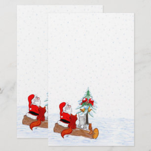 Papeterie Père Noël avec Renard de lapin et écureuil