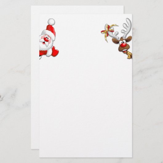 Papeterie Père Noël et Reindeer Joyeux Noël Joyeux dessin an (Devant / Derrière)