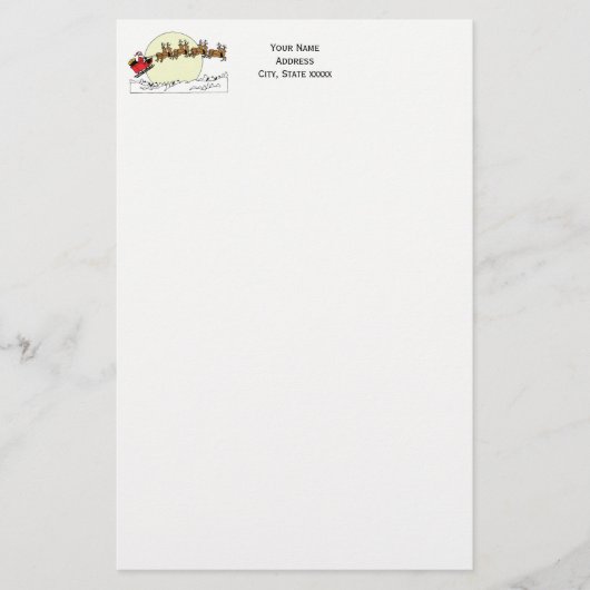 Papeterie Père Noël Reindeer Sur La Neige Couverte Ville Lt  (Devant)