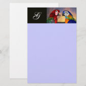 PAPETERIE PERROQUETS HYPER / ARA ROUGE ET BLEU MONOGRAMME (Devant / Derrière)