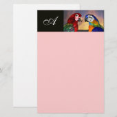 Papeterie PERROQUETS HYPER / ARA ROUGE ET BLEU MONOGRAMME r (Devant / Derrière)