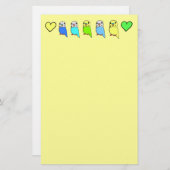 Papeterie Perruches et coeurs (Devant / Derrière)