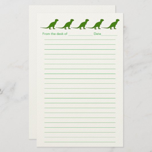 Papeterie Personalized Dinosaur Lined Stationery for Kids (Devant / Derrière)