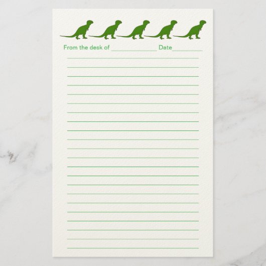 Papeterie Personalized Dinosaur Lined Stationery for Kids (Devant)