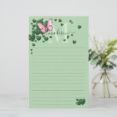 Papeterie Personalized Pink Butterfly with Heart Leaves (Debout devant)
