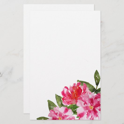 Papeterie personnalisable de pivoines d'aquarelle (Devant / Derrière)