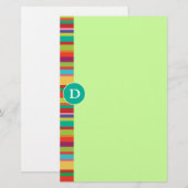 Papeterie personnalisable de rayures colorées de (Devant / Derrière)