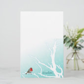Papeterie Personnalisable : Robin dans un arbre (Debout devant)
