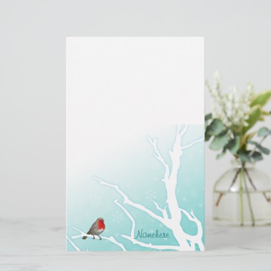 Papeterie Personnalisable : Robin dans un arbre (Debout devant)