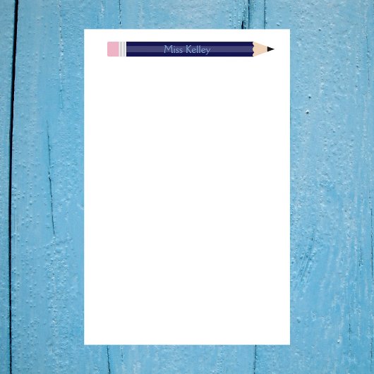 Papeterie Personnalisé Crayon Bleu Enseignant Personnalisé