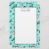 Papeterie Personnalisé noir, blanc Cinquante Style Retro (Devant / Derrière)