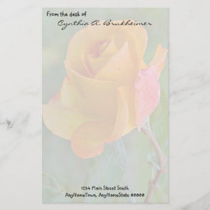 Papeterie personnalisée amortie de rose jaune