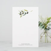 Papeterie personnalisée Aquarelle Branche d'olive (Debout devant)