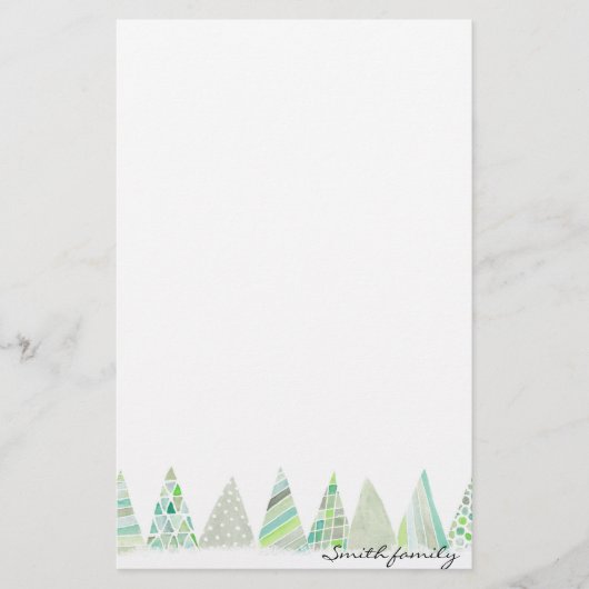 Papeterie personnalisée - arbres de Noël (Devant)