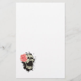 Papeterie personnalisée crâne et rose