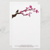 Papeterie personnalisée d'oiseau de fleurs de (Devant / Derrière)