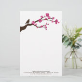 Papeterie personnalisée d'oiseau de fleurs de (Debout devant)