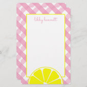 Papeterie personnalisée en limonade rose (Devant / Derrière)