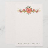 Papeterie personnalisée Fleur de Corail (Devant / Derrière)