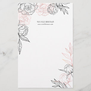 Papeterie personnalisée florale fantaisiste dessin