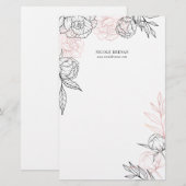 Papeterie personnalisée florale fantaisiste dessin (Devant / Derrière)