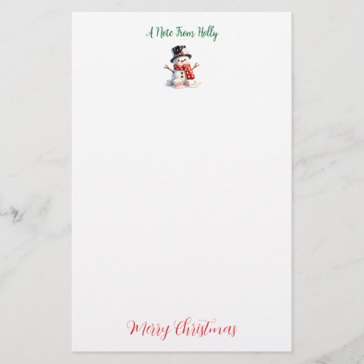 Papeterie personnalisée Marshmallow Snowman (Devant)