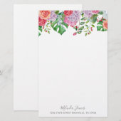 Papeterie personnalisée par aquarelle florale (Devant / Derrière)