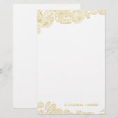 Papeterie personnalisée par Paisley d'or (Devant / Derrière)