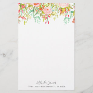 Papeterie personnalisée par rose floral