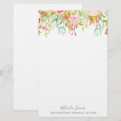 Papeterie personnalisée par rose floral (Devant / Derrière)