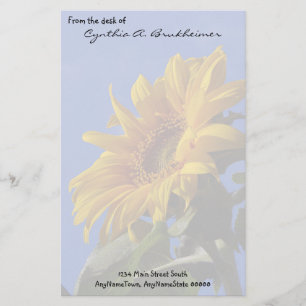 Papeterie personnalisée par tournesol jaune amort