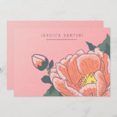 Papeterie personnalisée Peony Cartes à notes plate (Devant / Derrière)