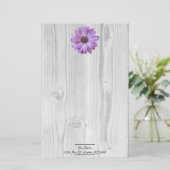 Papeterie personnalisée Rustique violet (Debout devant)