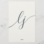 Papeterie personnalisée simple script ivory navy (Dos)