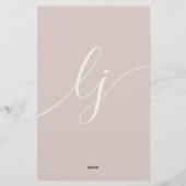 Papeterie personnalisée simple script rose ivoire (Dos)