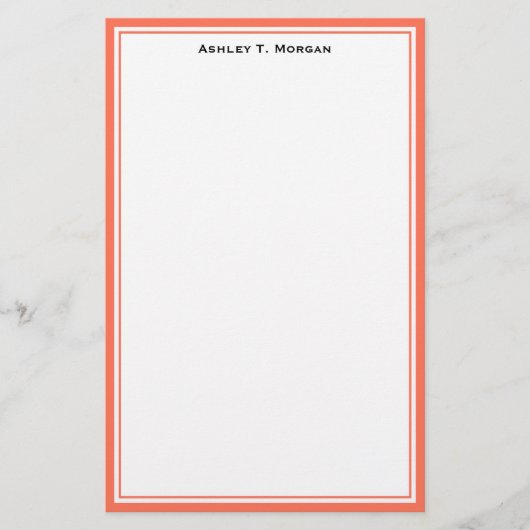 Papeterie personnalisée Simplicité Corail Blanc (Devant)