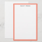 Papeterie personnalisée Simplicité Corail Blanc (Devant / Derrière)