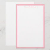 Papeterie personnalisée Simplicité Rose Blanc (Devant / Derrière)