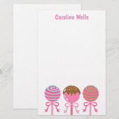 Papeterie personnalisée Yummy Pink Cake Pops (Devant / Derrière)