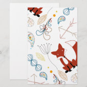Papeterie Personnaliser le Motif Woodland Fox moderne (Devant / Derrière)