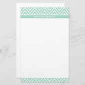 Papeterie PERSONNEL chevron PERSONNALISÉ à motif vert menthe (Devant / Derrière)
