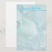 Papeterie personnelle de coquillage bleu (Devant / Derrière)